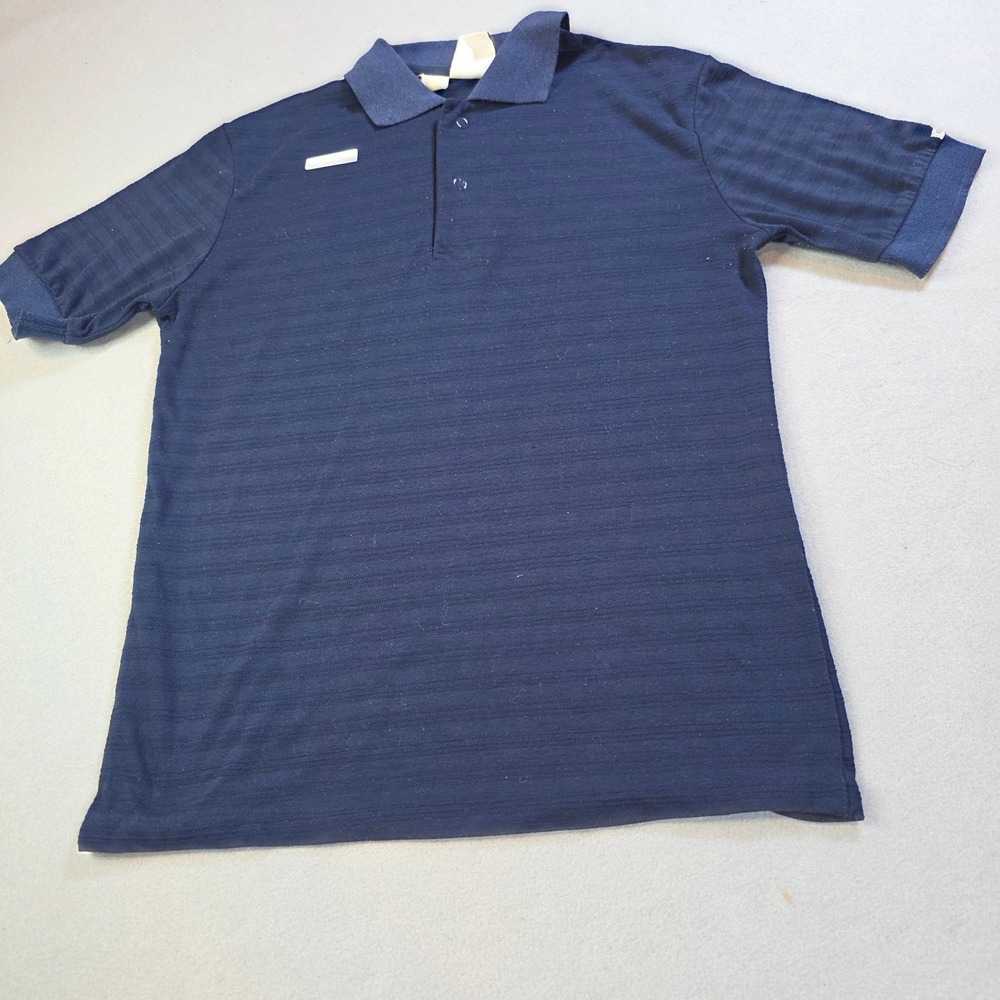 Vintage Kennington Ltd California Mens Navy Blue Textured Stripe Polo Shirt M